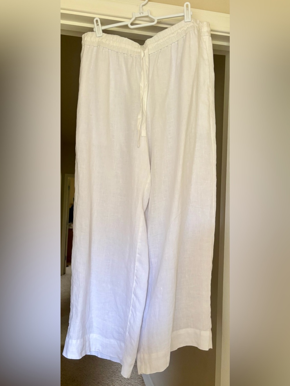 J Crew White Linen Wide-Leg relaxed pants